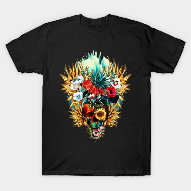 Floral Skull Vivid T-Shirt by rizapeker